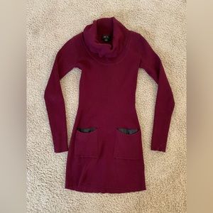 BCX Tunic Cowl Neck with Faux Leather Pockets